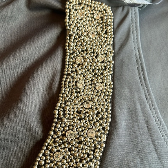 NWT Mesh Jacket Tank Top Women’s 14 W Grey Mocked Beaded Jeweled Sheer Formal - Picture 5 of 17